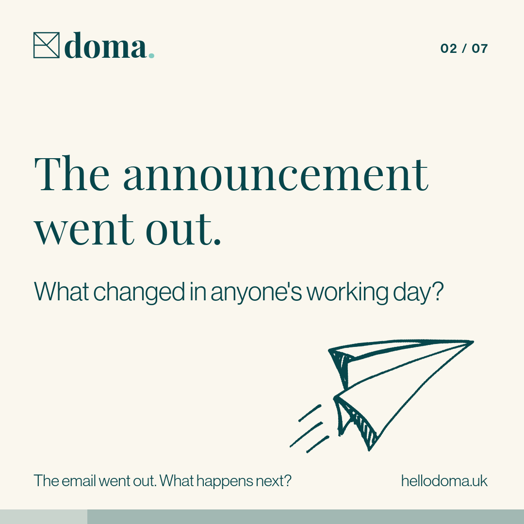 The announcement went out. What changed in anyone’s working day?
