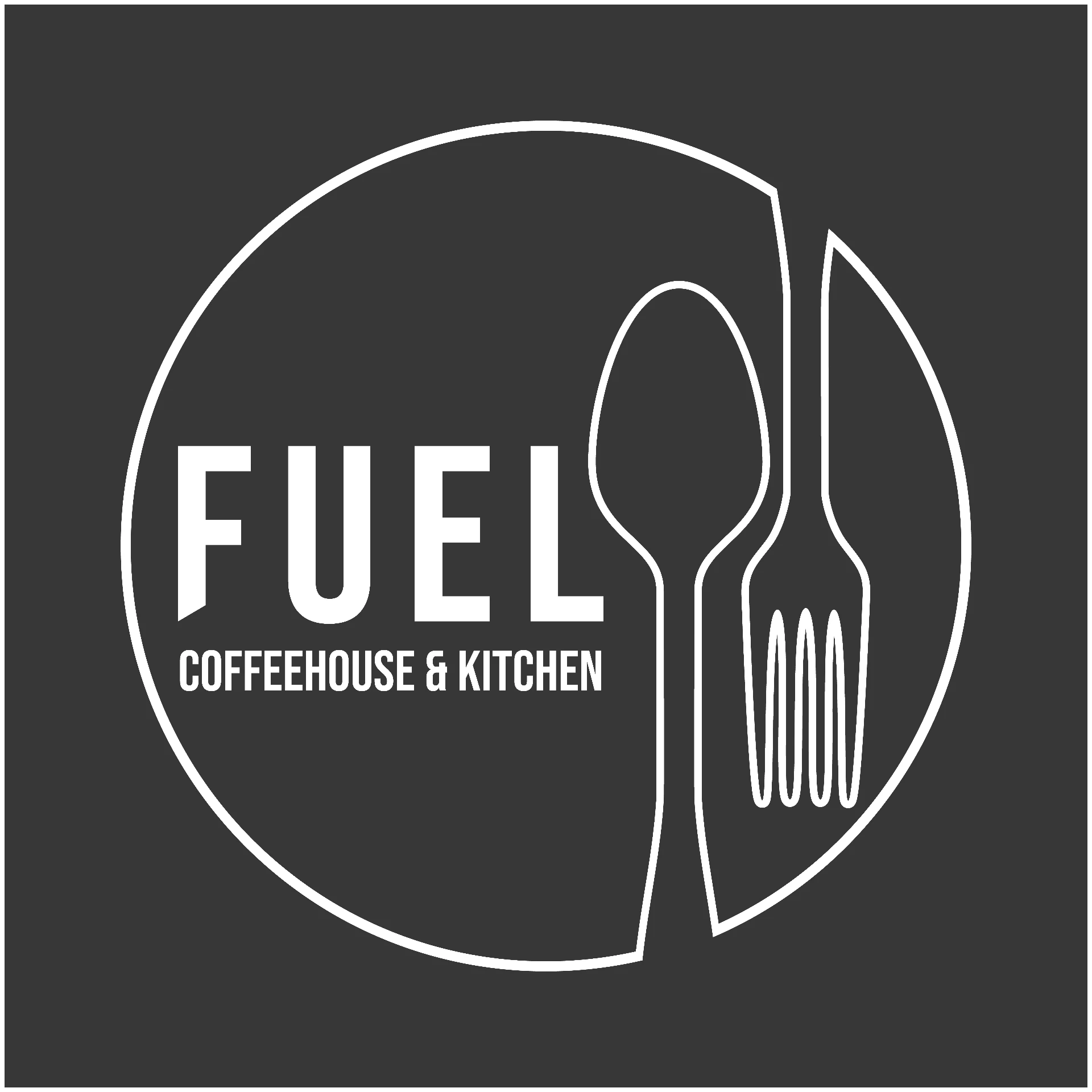 FUEL Coffeehouse and Kitchen plate, spoon and fork logo